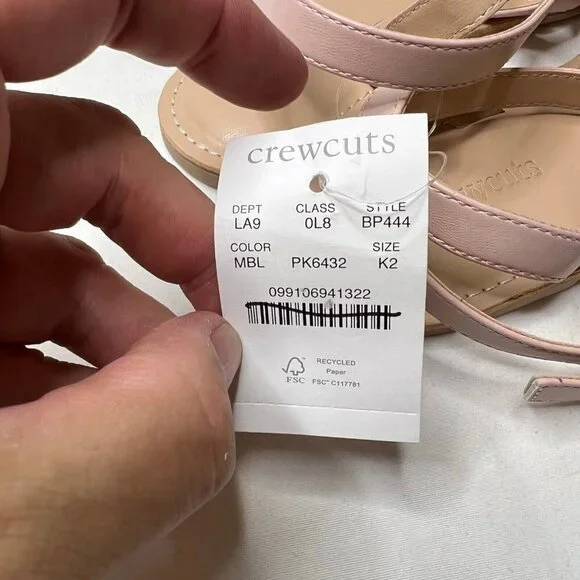 J.Crew Crewcuts Girls $65 Basketweave Sandals Mauve Blush Size K2 BP444 - Picture 8 of 8